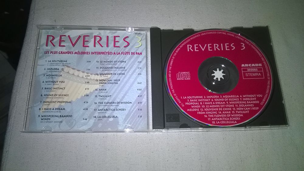 Cd Reveries a la Flute de Pan
1994
Excellent etat
la Soli CD et vinyles