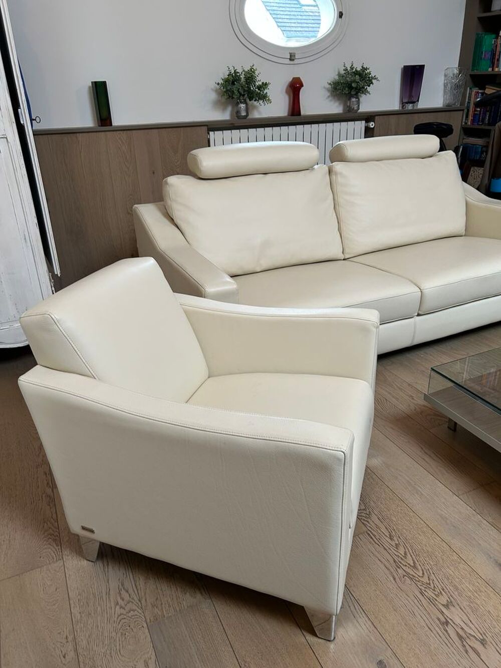  Canap&eacute; + Fauteuil BUROV cuir - salon luxe - valeur 9 000€ + Meubles