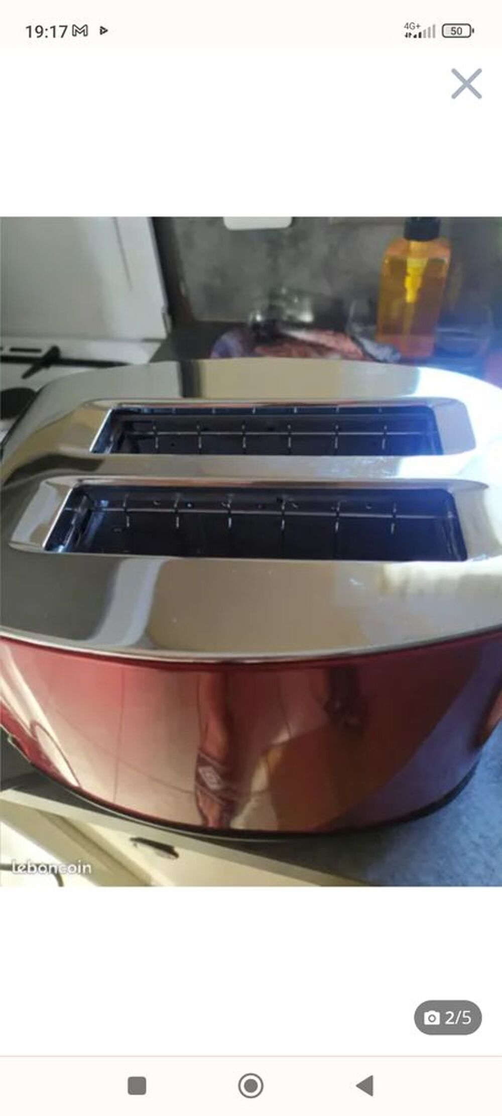 Grille pain Russell Hobbs Rouge Rubis/ Inox Bross&eacute; Electromnager