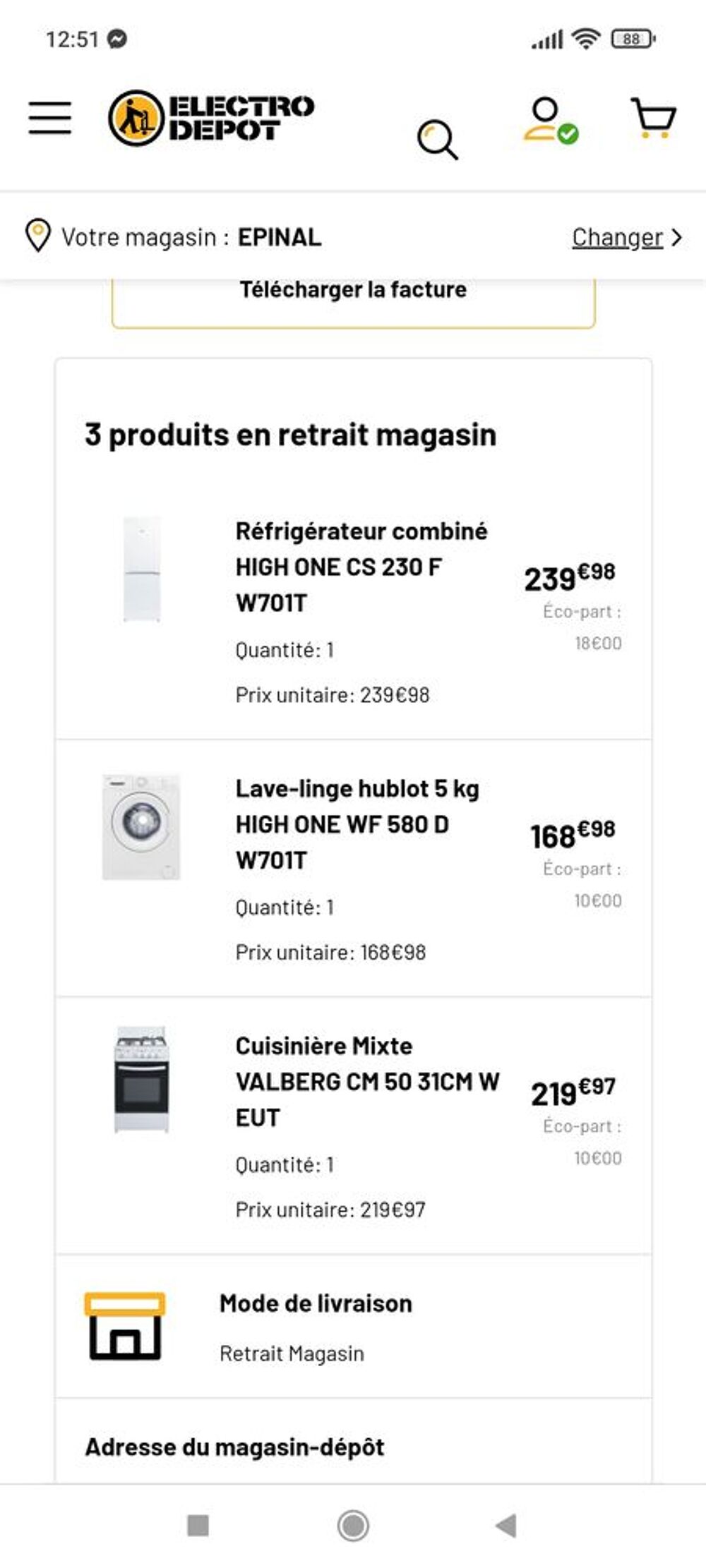 r&eacute;frig&eacute;rateur, lave linge 5kg et cuisini&egrave;re mixte neufs Electroménager