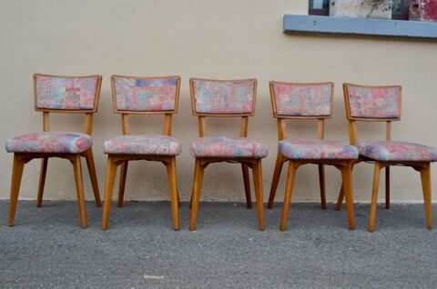 Set de 5 chaises design vintage reconstruction 1950 100 Wintzenheim (68)