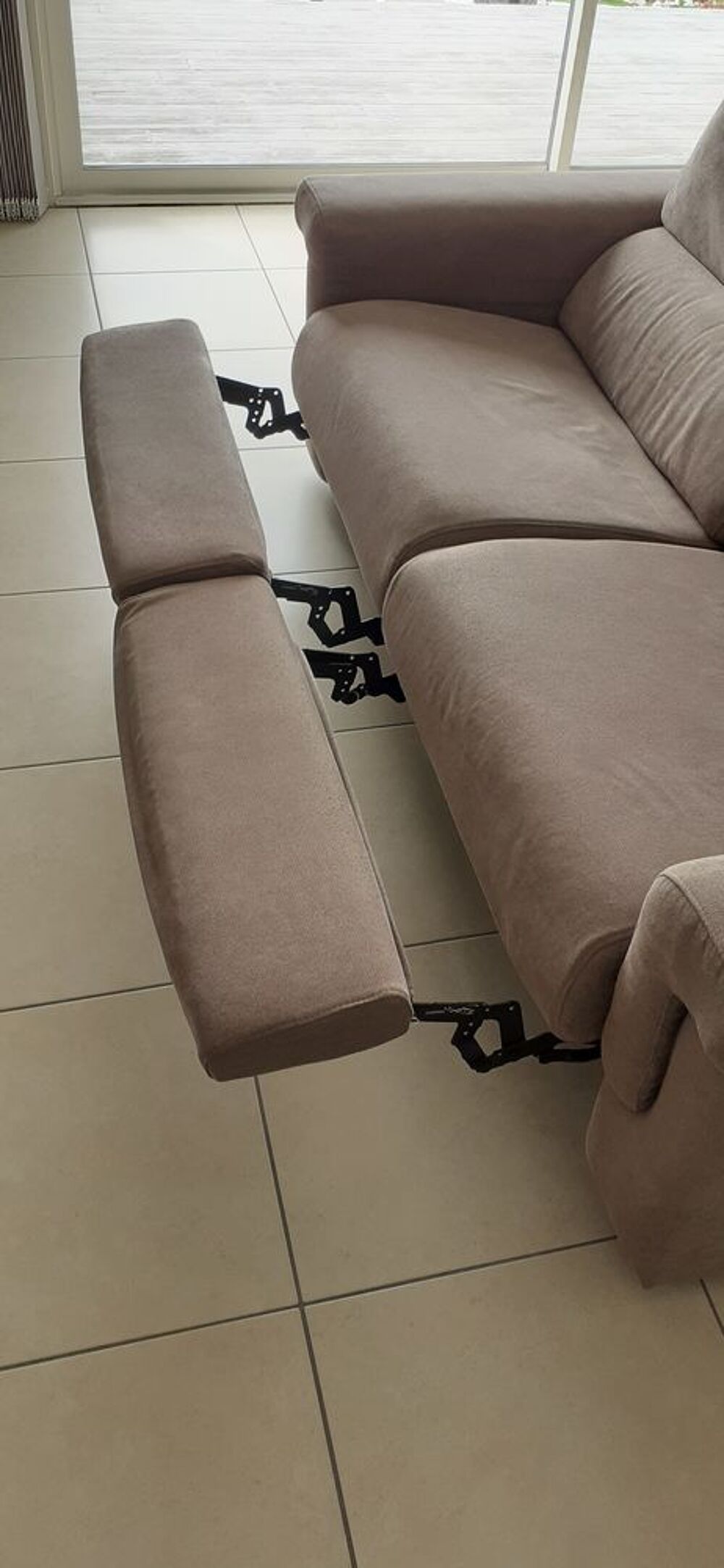 Canap&eacute; tissu gris 3plcs relax Meubles