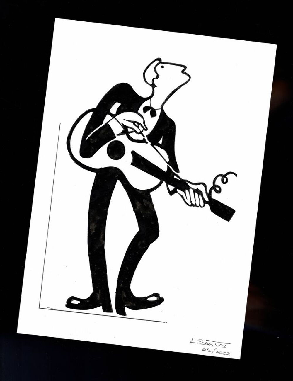 Guitariste: A4 Peinture Moderniste D&eacute;corative Décoration