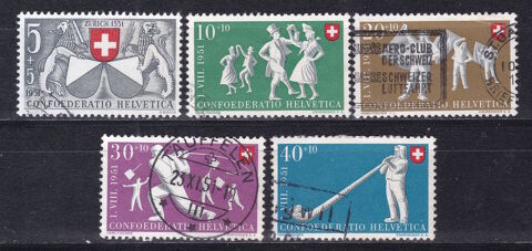 Timbres EUROPE-SUISSE 1951 YT 507  511 6 Lyon 5 (69)