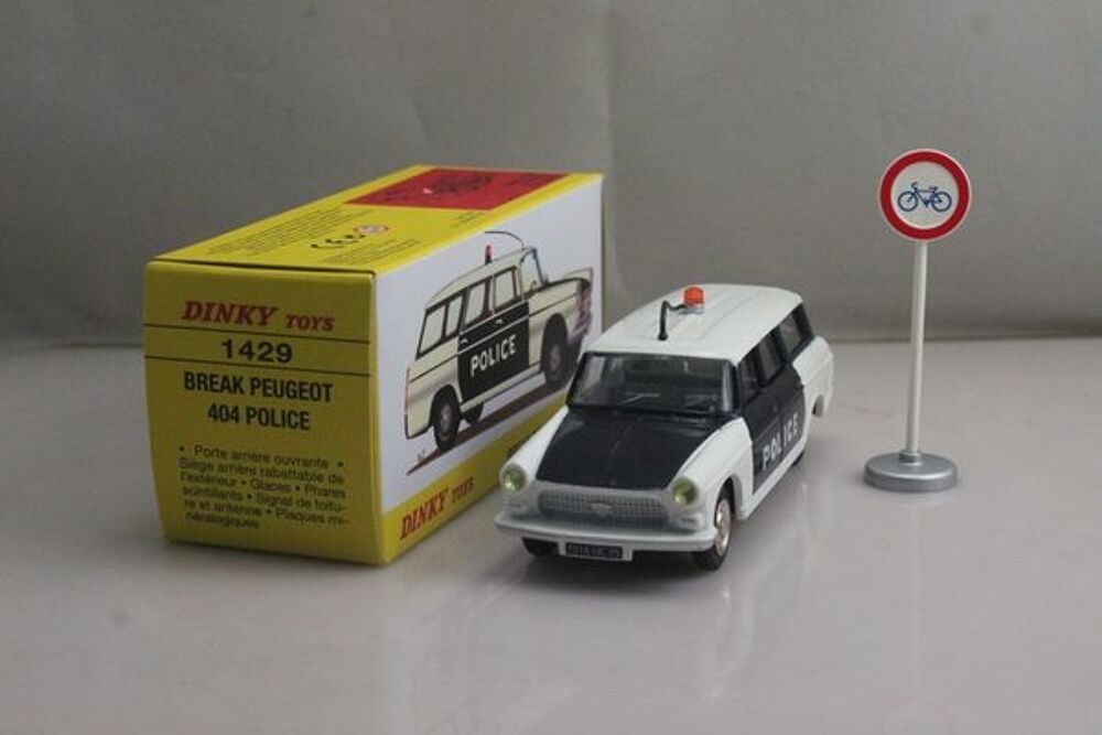 Peugeot 404 Break Police 1/43 Dinky 1429 Atlas Neuf Boite Jeux / jouets