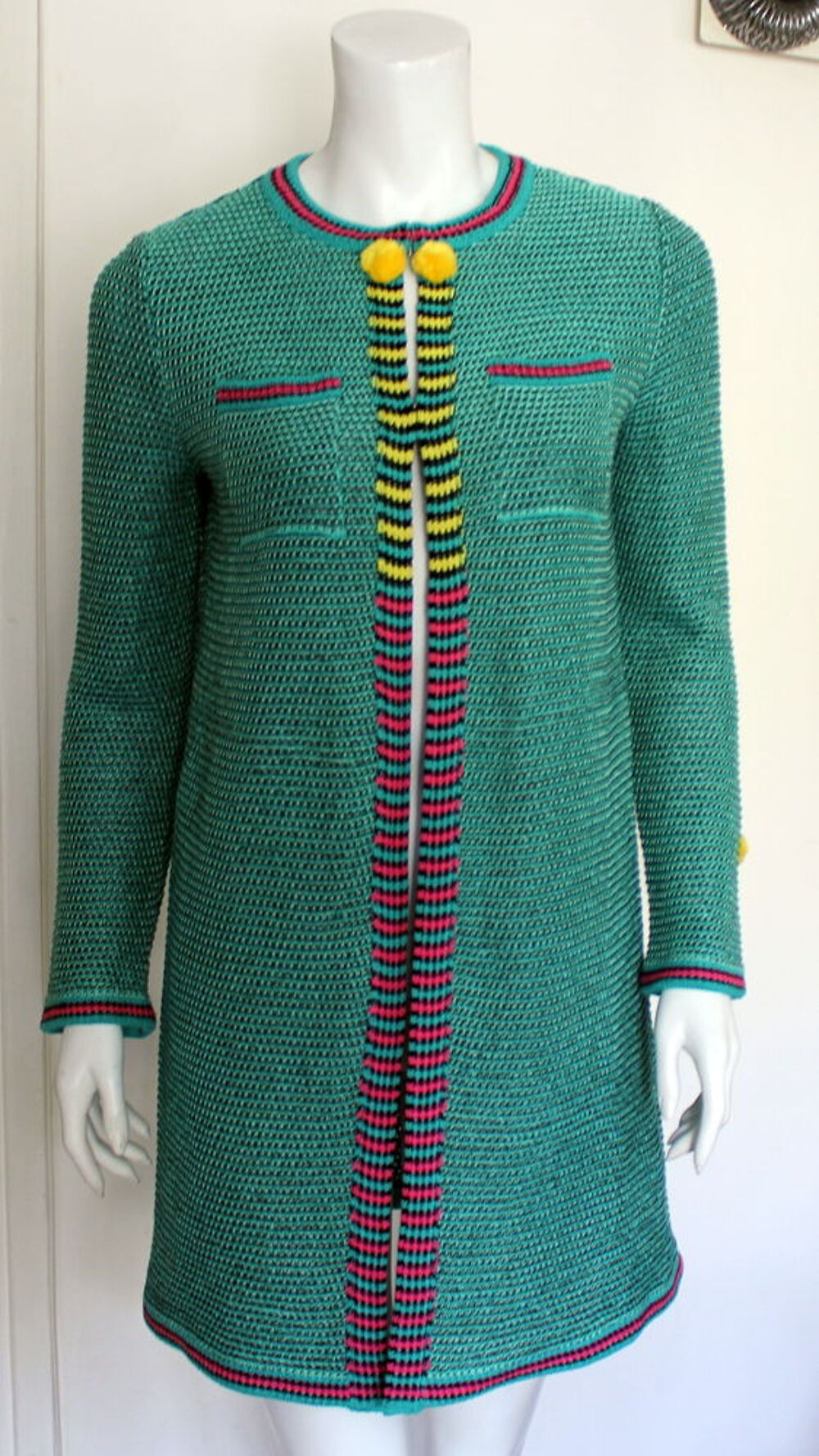 Manteau maille turquoise MISSONI T.38 Fr Vtements