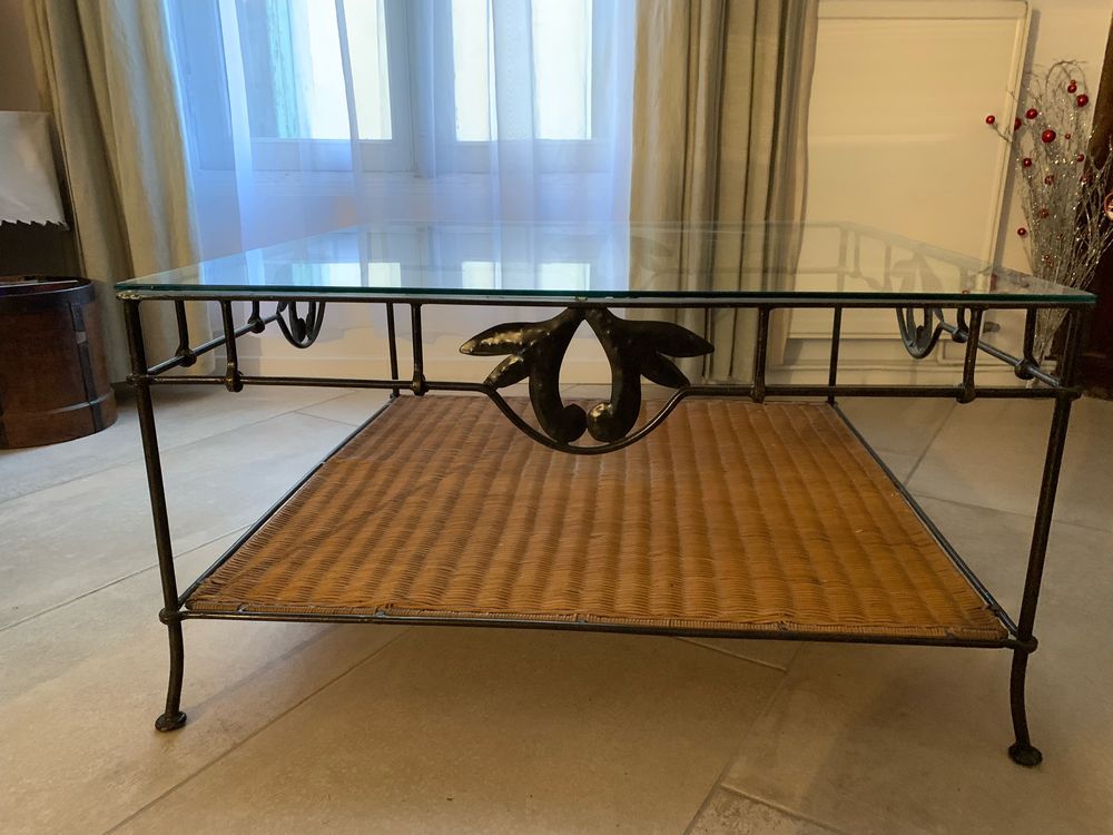 Table basse de salon verre et m&eacute;tal Meubles