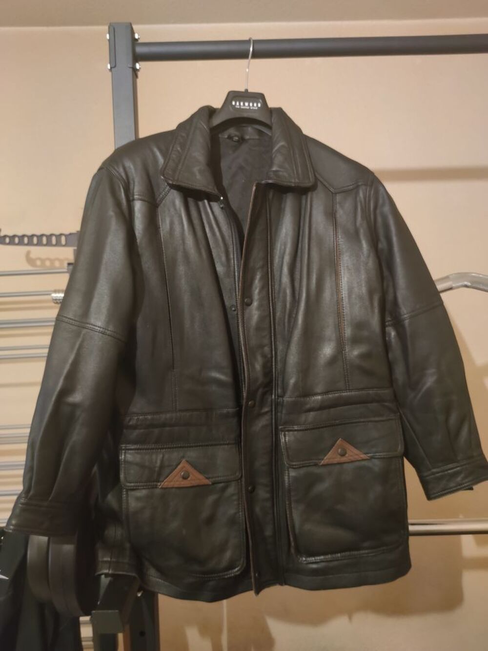 Manteau cuir v&eacute;ritable fait main taille L Vêtements