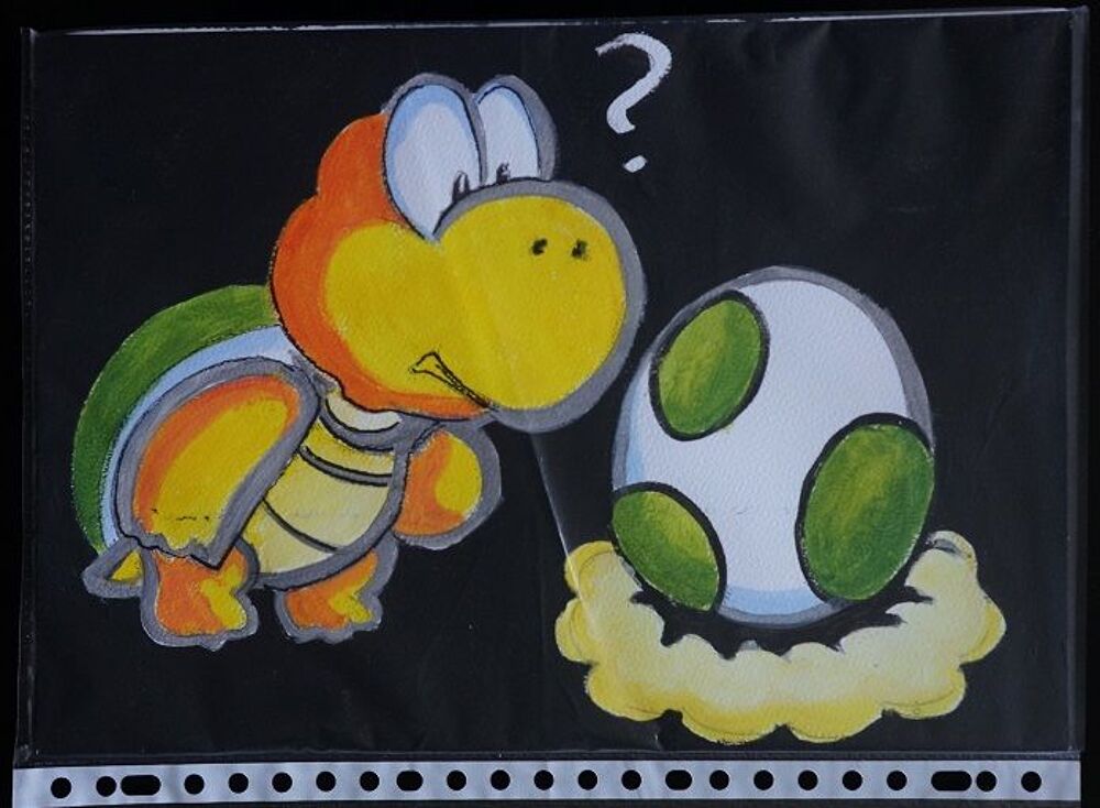 Bl - peinture - mario - koopa - sur papier aquarelle format Décoration
