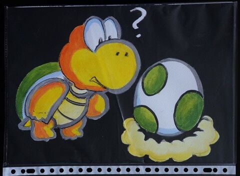 Bl - peinture - mario - koopa - sur papier aquarelle format  4 Fougères (35)