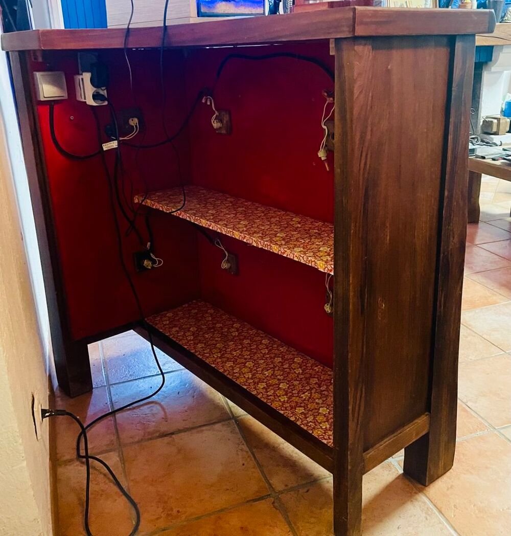 Meuble bar brutaliste lumineux par Aranjou 1960 Meubles