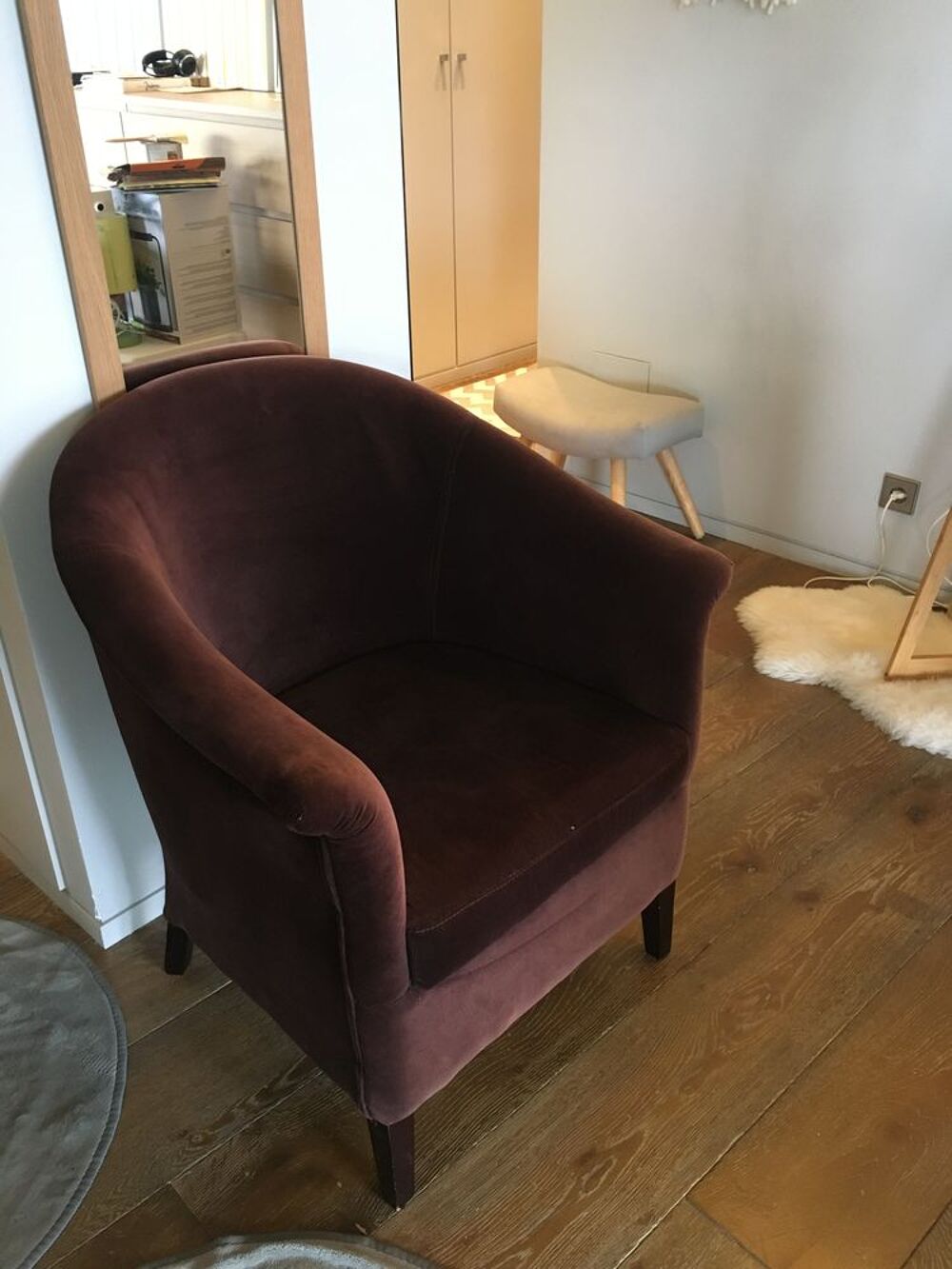 Fauteuil Cabriolet velours Marron Meubles