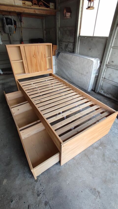 Lit adulte avec matelas et tiroirs 170 Rochefort (17)