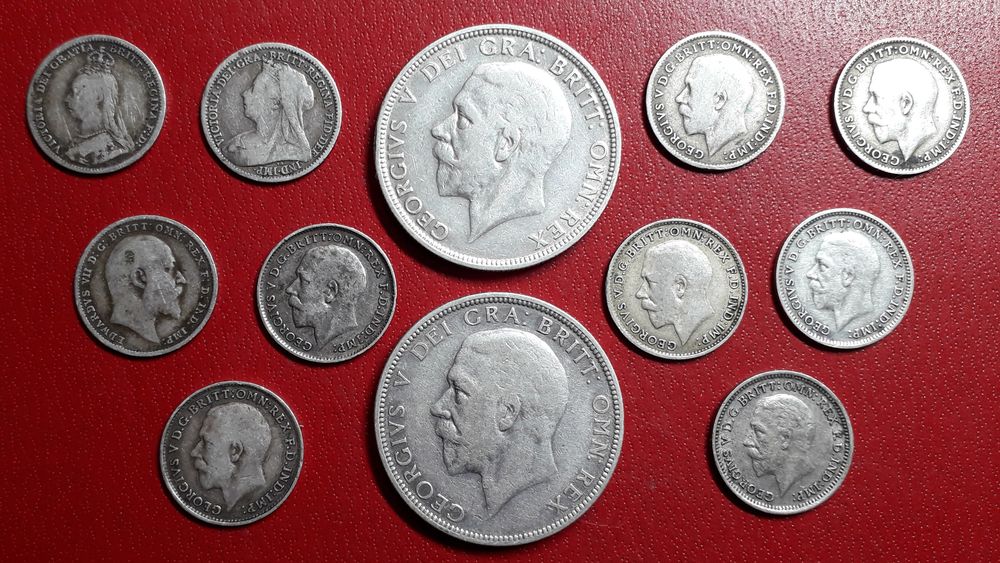 Royaume-Uni 1 lot de 12 monnaies argent 