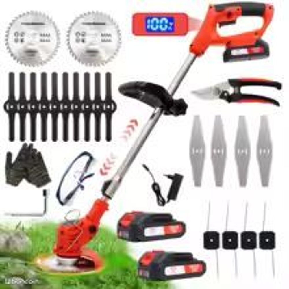 Tondeuse &agrave; Gazon Sans Fil OUTIGO 9000 tr/min | 2 Batteries Jardin