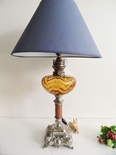 ANCIENNE LAMPE PETROLE ELECTRISES REGULE MARBRE Artdéco... 89 Marseille 11 (13)