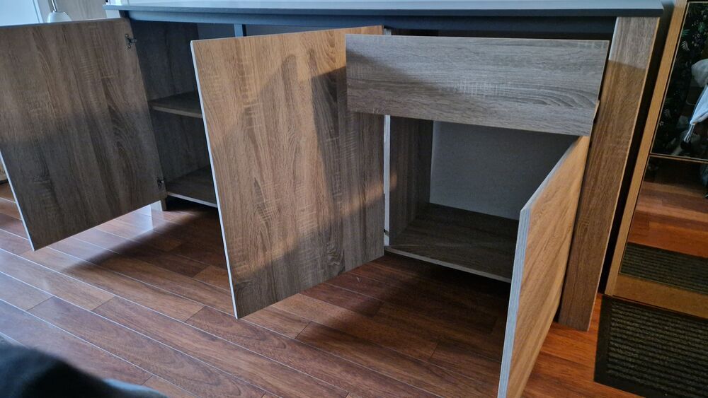 Buffet Parisot FUMAY 180 cm ch&ecirc;ne / b&eacute;ton 3 portes + tiroir Meubles