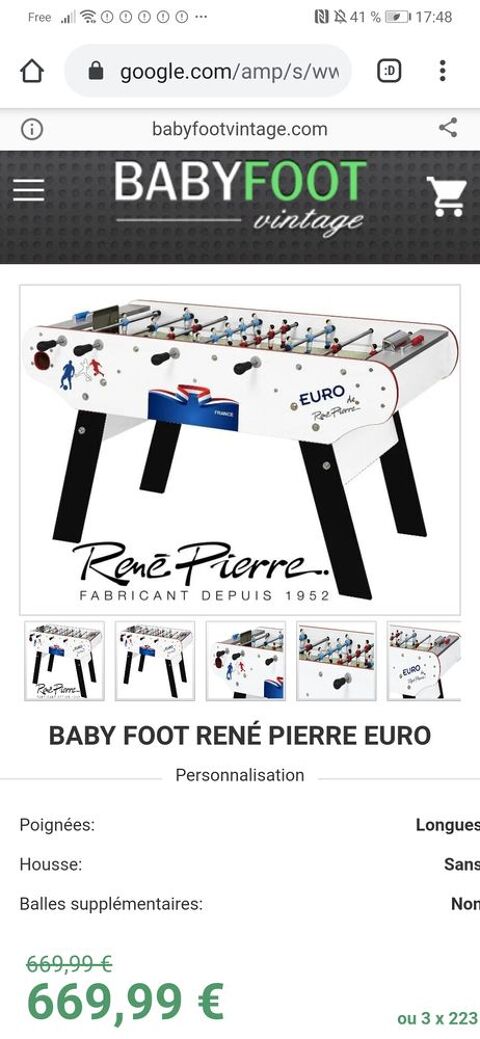 Baby foot rene Pierre neuf  550 Srifontaine (60)