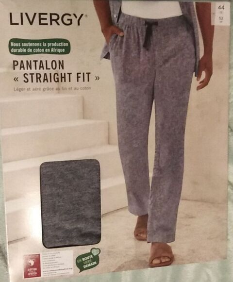 Pantalon straight fit lin T44 XL neuf gris bleu Lyon 7 (69)