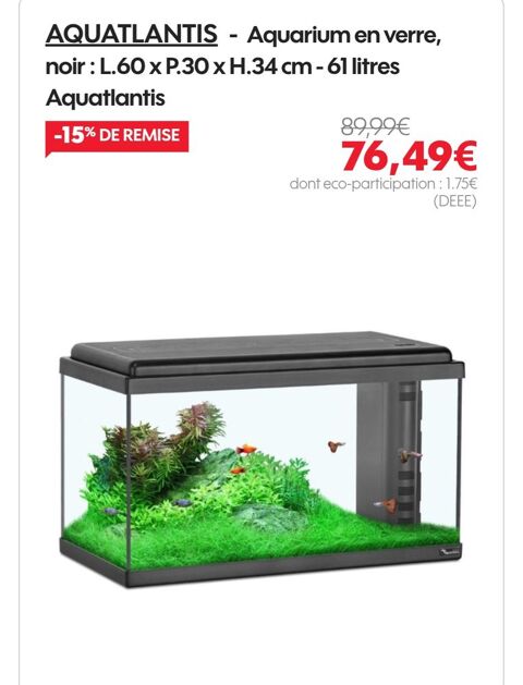 60L aquarium noir 39 77000 La rochette