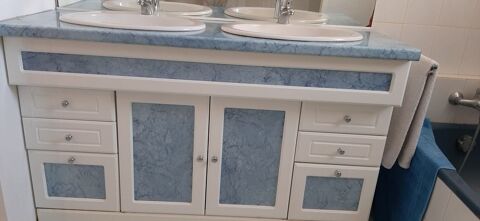 Meuble salle de bain 2 vasques + robinetteries + 
armoire-mi 180 Croix-Chapeau (17)