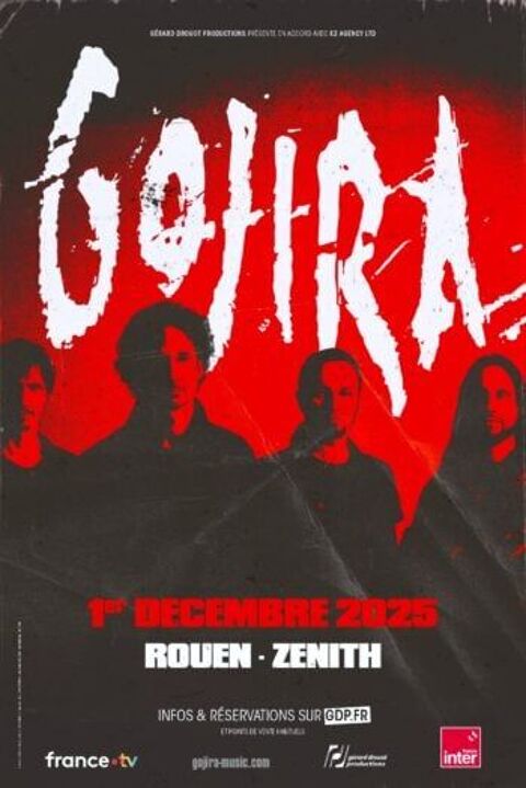 Concert Gojira 2 places assises Z�nith Rouen 01/12/25 74 Rouen (76)