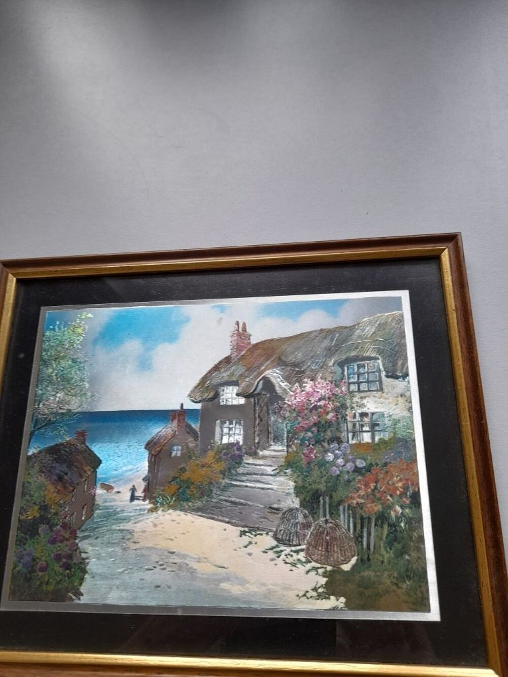 cadre bois avec illustration brillante Décoration