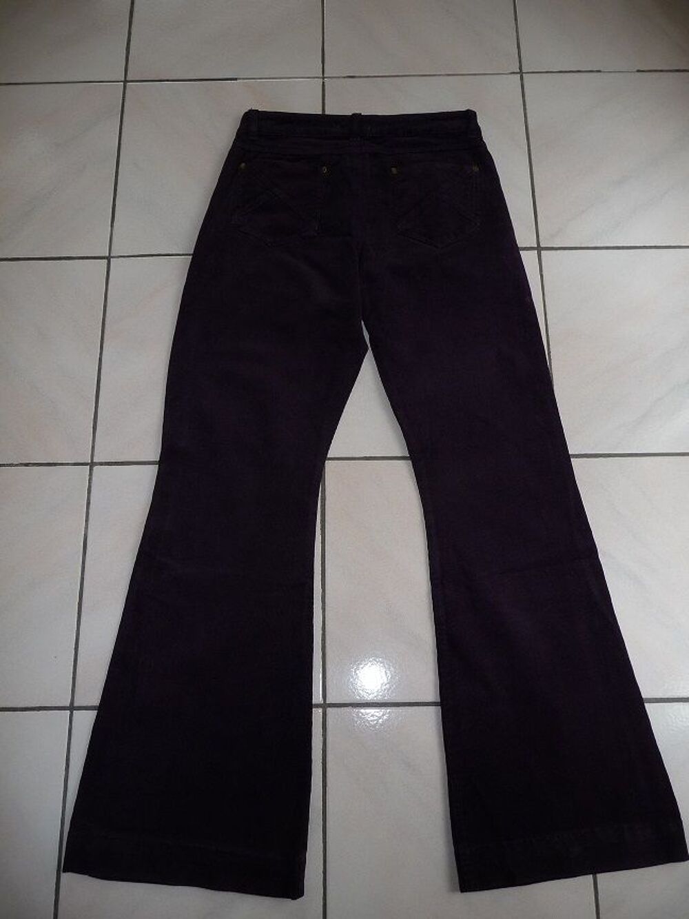 Pantalon velours fines c&ocirc;tes prune 36/38 - N E U F Vêtements