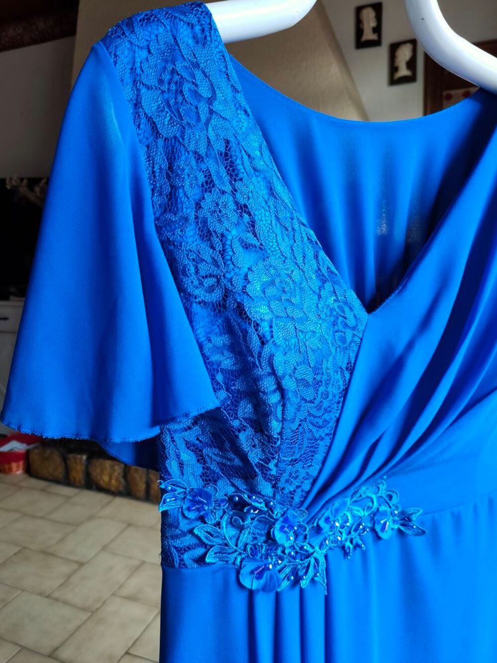 Robe soir&eacute;e droite habill&eacute;e bleu gitane T 46 bleu gitane Vêtements