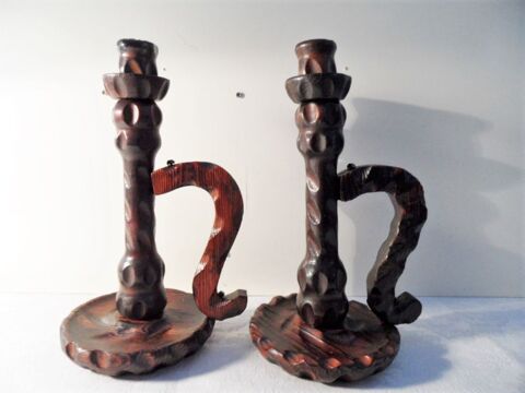 CHANDELIERS BOUGEOIRS EN BOIS SCULPTE ARTISANAL ART DECO tbe 59 Marseille 11 (13)