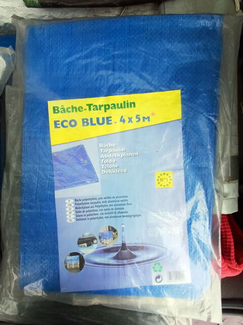 B�che poly�thyl�ne TARPAULIN ECO-BLUE 4x5m* avec ?illets 20 Tours (37)