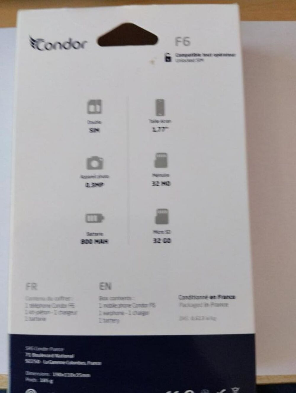 Telephone portable condor F6 double sim comme neuf Téléphones et tablettes