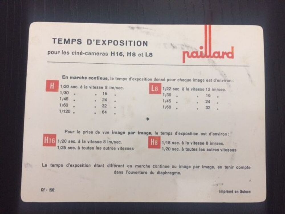 Paillard - table d'exposition Photos/Video/TV