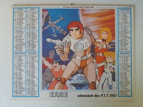 Calendrier almanach poste authentique 1982 capitaine FLAM fu 15 Lagny-sur-Marne (77)