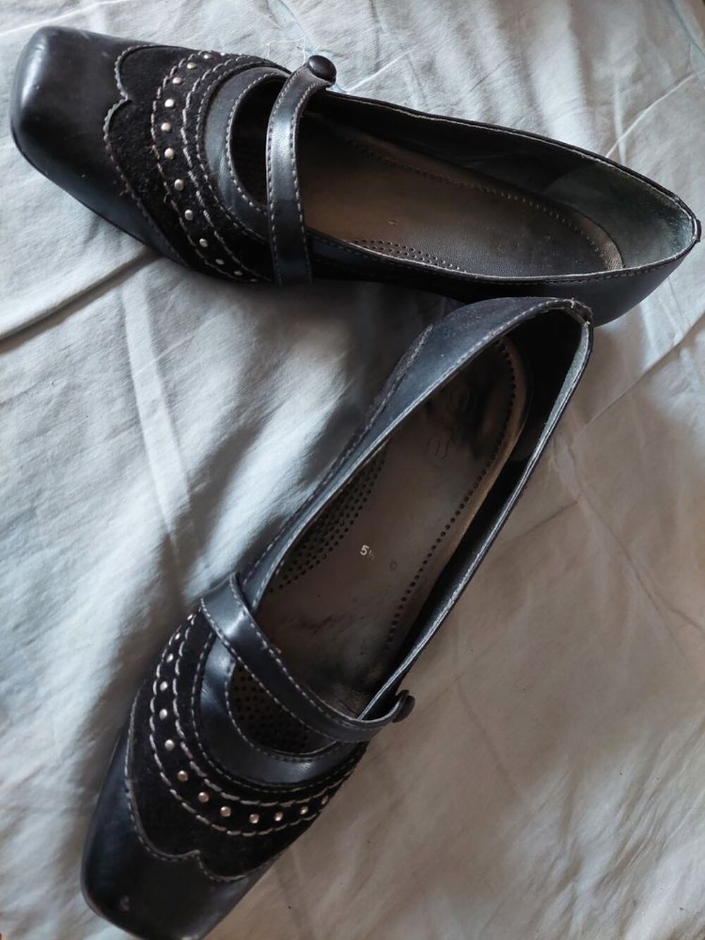 CHAUSSURE FEMME CUIR ET DAIM NOIR T39 Chaussures