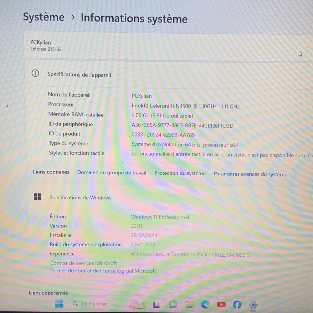 Pc portable Acer extensa 15 Matériel informatique