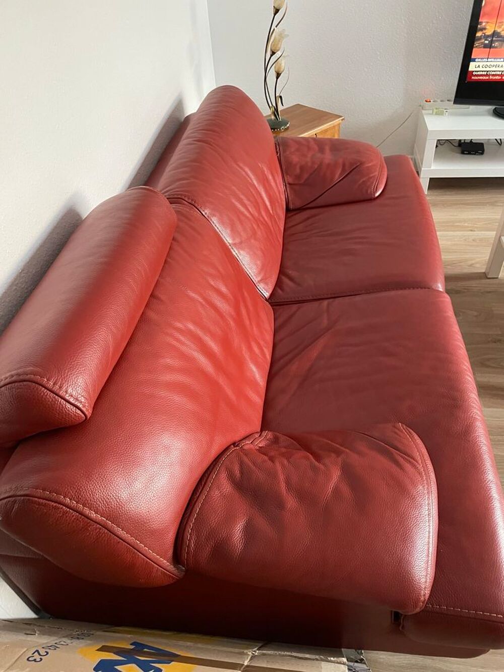 Canap&eacute; en cuir Roche Bobois, 3 places, tr&egrave;s bon &eacute;tat. Meubles