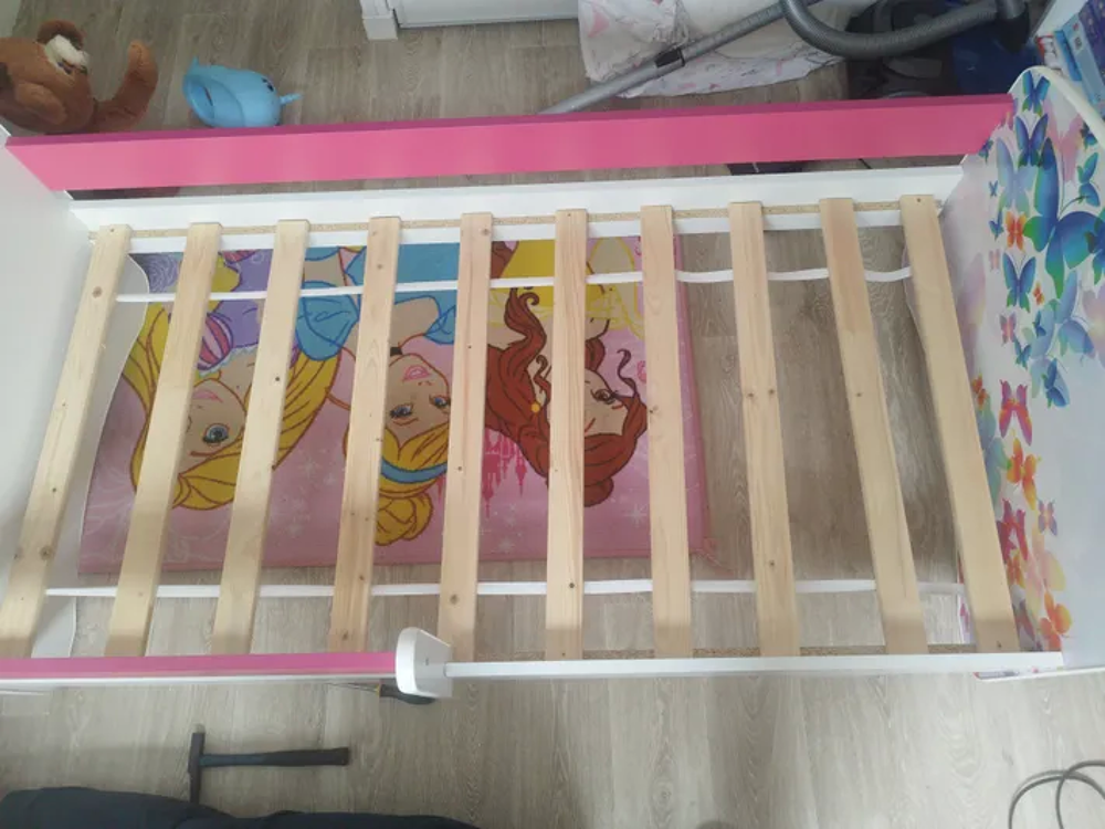 lit enfant fille avec tiroir et barri&egrave;re de protection Meubles