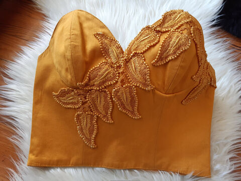 Bustier doubl en coton jaune moutarde brod 25 Saint-Martin-d'Hres (38)