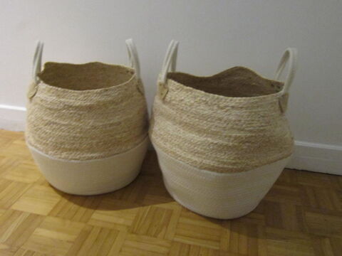 Lot de 2 grands paniers osier et coton 70 Courbevoie (92)