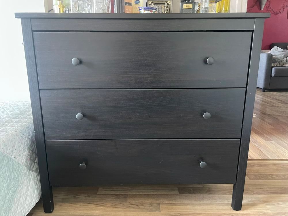 Commode IKEA KOPPANG 3 tiroirs brun noir 90x83 cm ? Tr&egrave;s bon Meubles