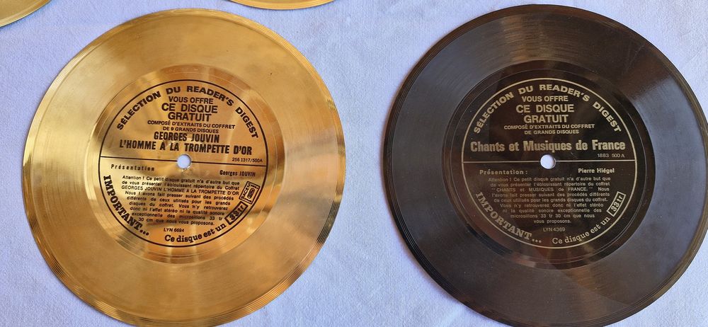 Vintage: 10 anciens disques publicitaire 33T, dima&egrave;tre 17cm
