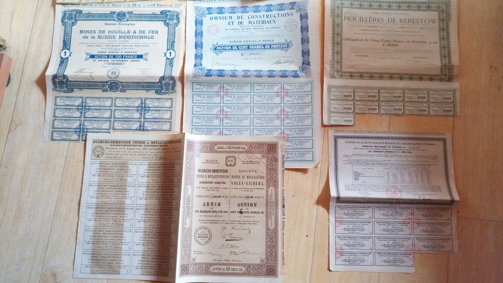 titres anciens obligations actions de russie france etc... 