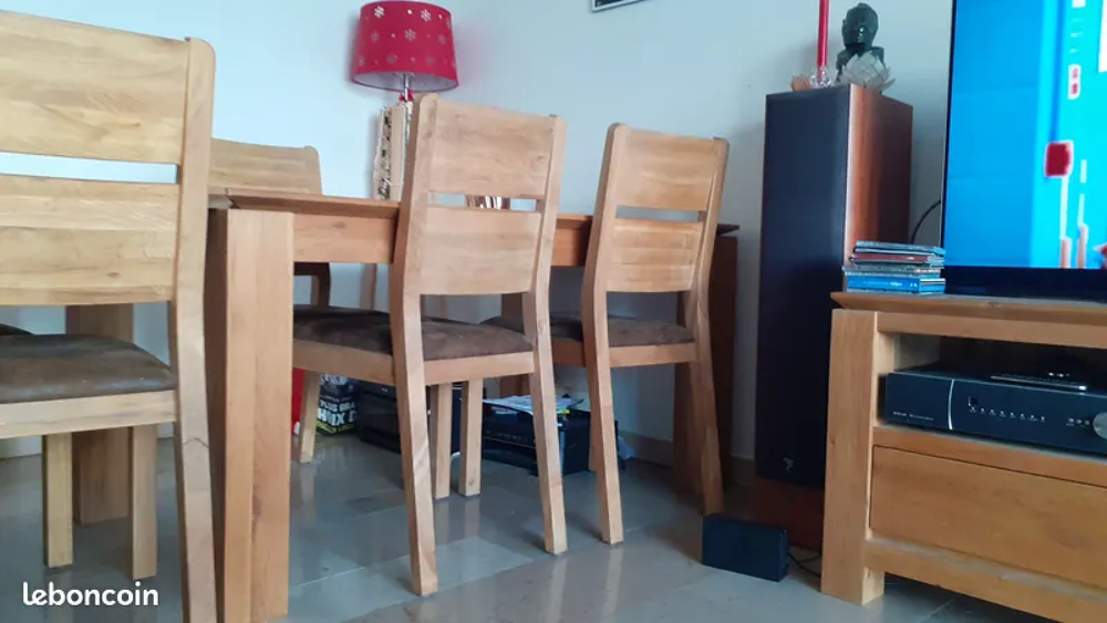 Table en ch&ecirc;ne et 6 chaises Cocktail scandinave Meubles