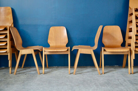 Lot de chaises en bois vintage scandinave anciennes design 125 Wintzenheim (68)