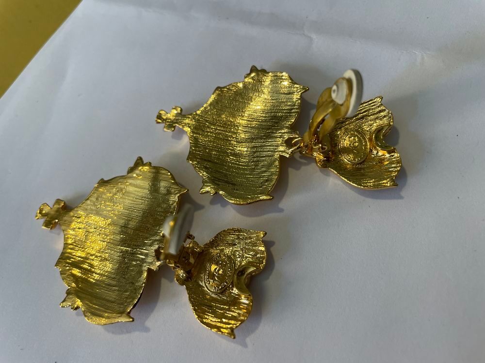 BO Clip coeur croisillons email blanc nacr&eacute; pendant c?ur CL Bijoux et montres