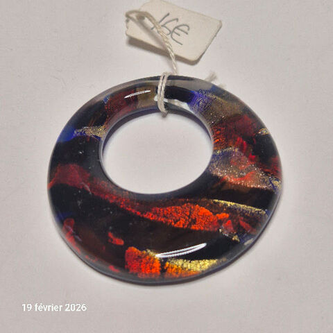 Perle en verre de Venise de Murano, avec inclusion de feuill 5 Saumur (49)