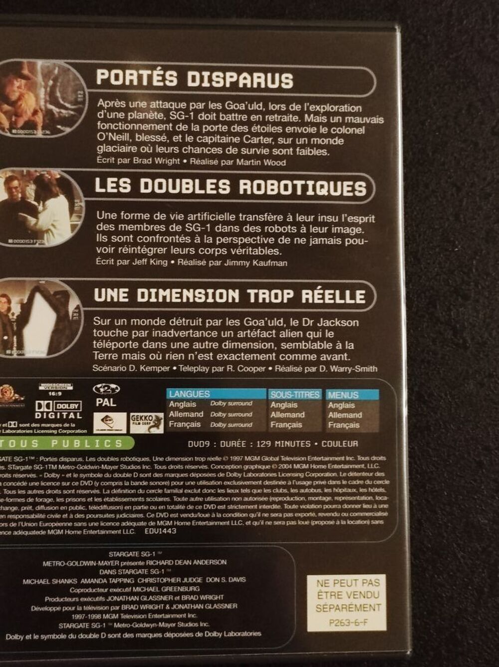DVD Stargate SG.1 Saison 1 Episodes 18 19 20 DVD et blu-ray