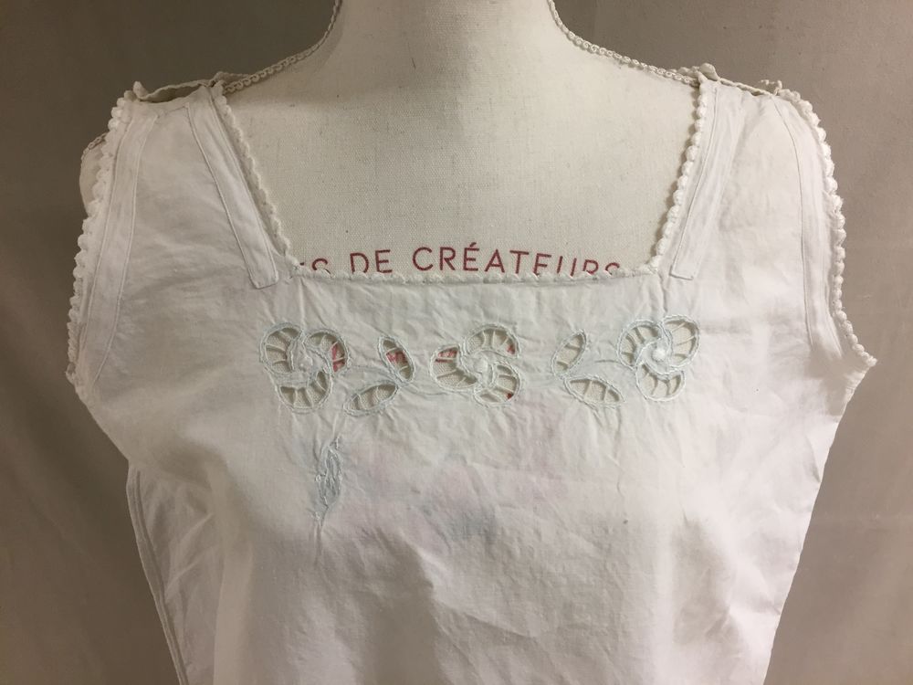 LINGE ANCIEN CHEMISE ROBE DE NUIT &amp; JOUR COTON BLANC 1900 Vêtements