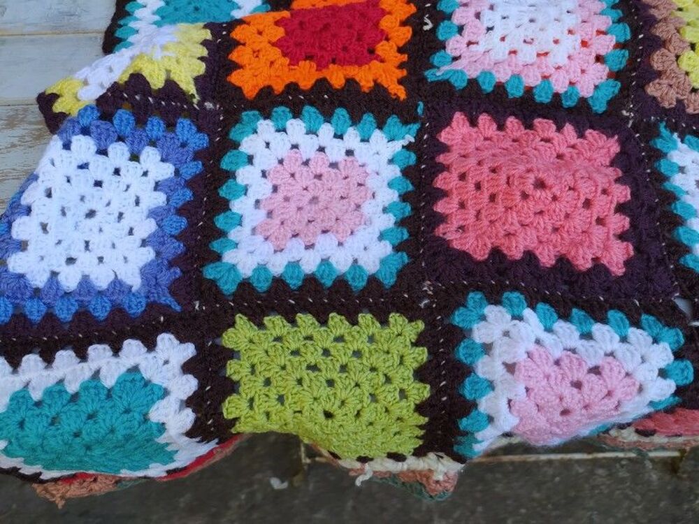 Plaid Patchwork Crochet Laine Boh&egrave;me Vintage 
Décoration